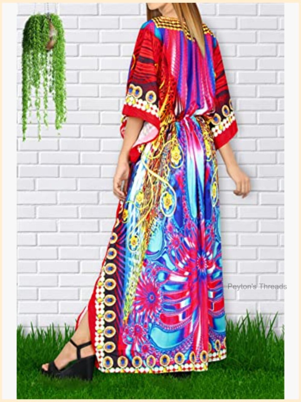 Women's Caftan Long Boho Evening Gown Cover Up One Size - Picture 4 of 6